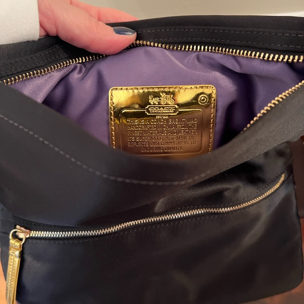 Vintage Coach Purse Black and Gold Satin Evening Bag with Chain - Picture 4 of 6